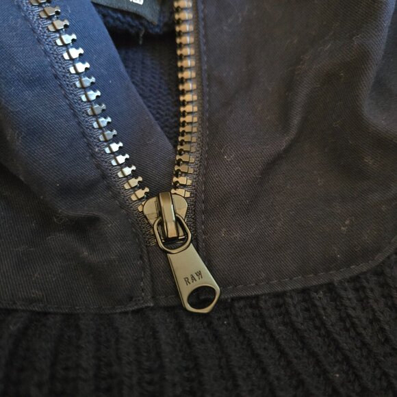 G-Star Raw Men's Medium Navy Blue 1/4 Zip Collared Pull Over Sweater - Picture 3 of 13